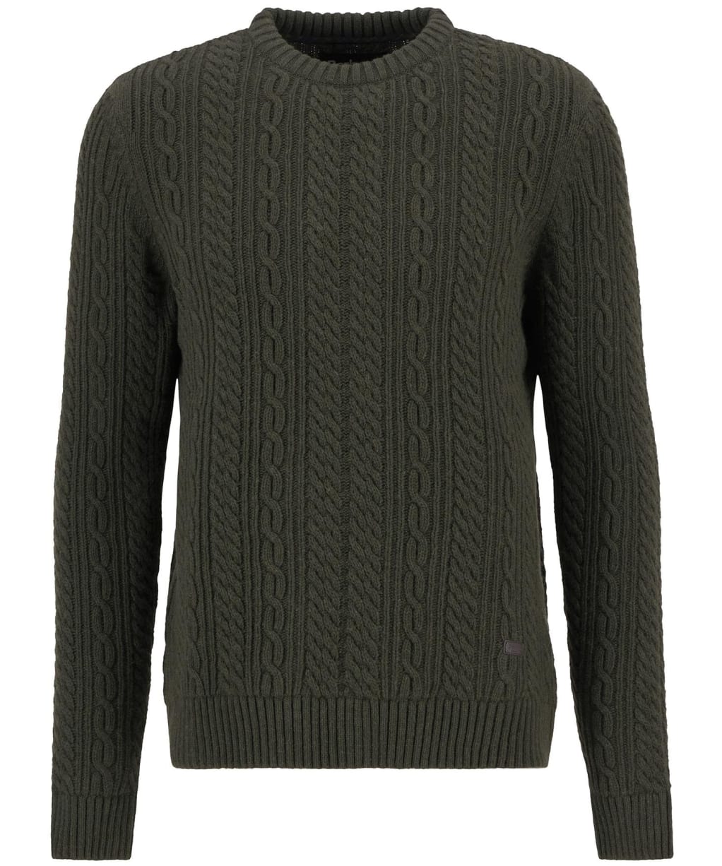 Men's Barbour Lowfen Cable Crew Neck Jumper - Olive