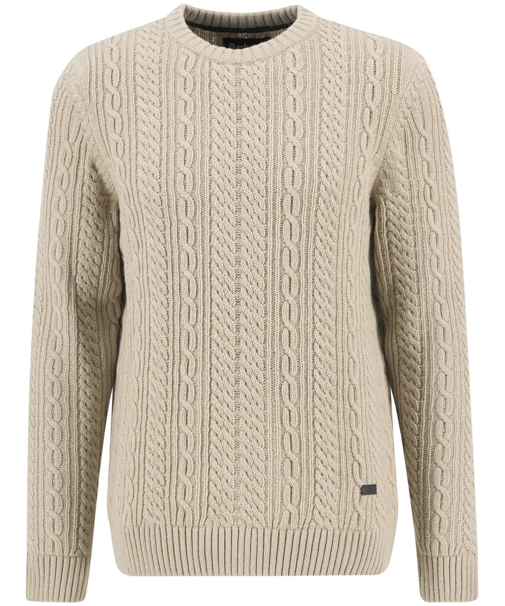 Men's Barbour Lowfen Cable Crew Neck Jumper - Stone