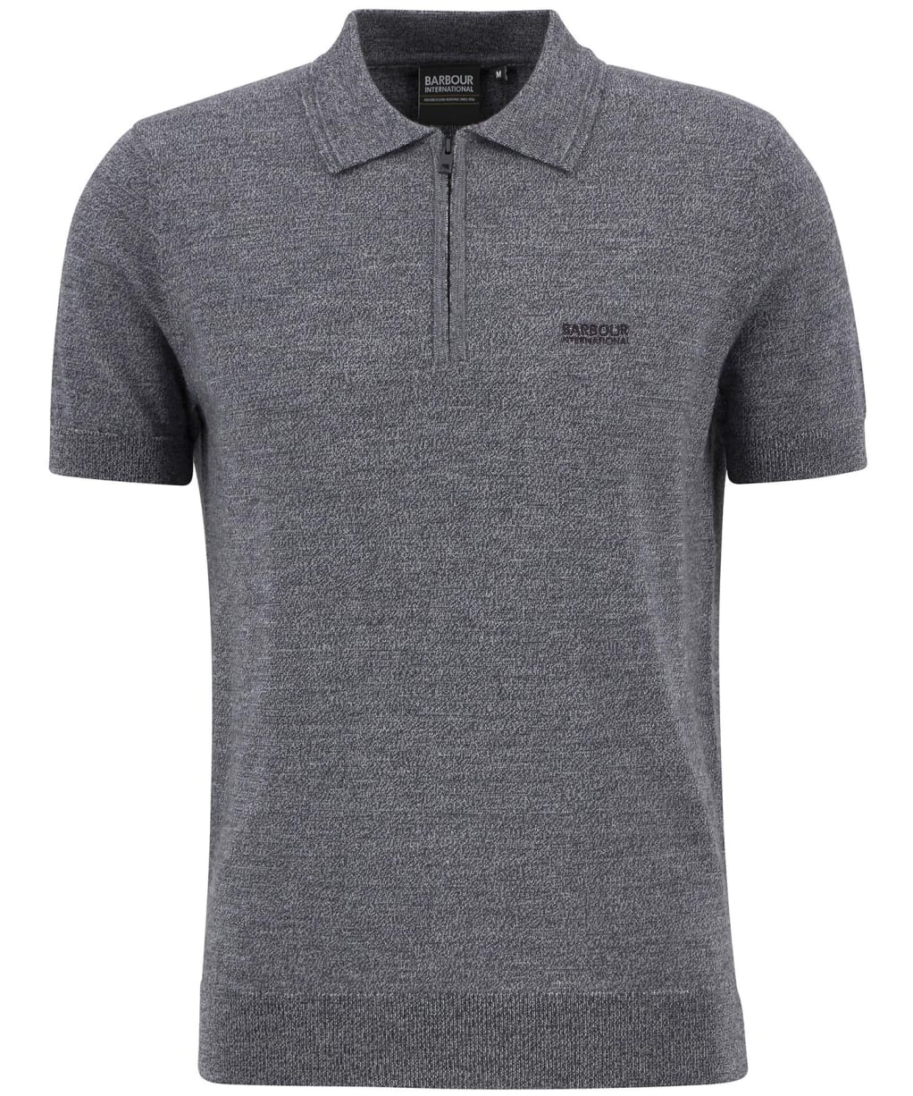 Men's Barbour International Maverick Mouline Knitted Polo Shirt - Black