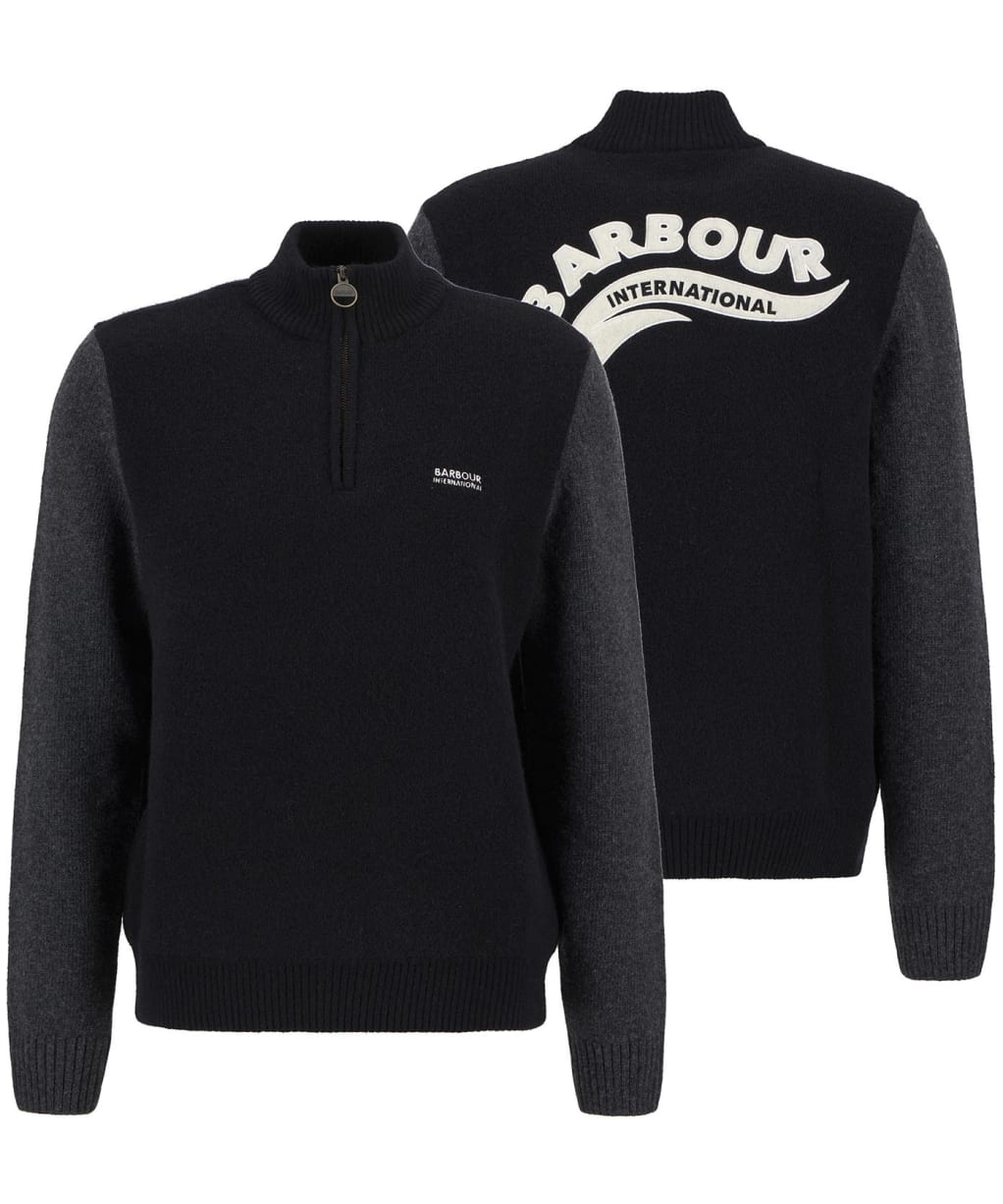 Men's Barbour International Hutchy Half Zip Sweater - Black