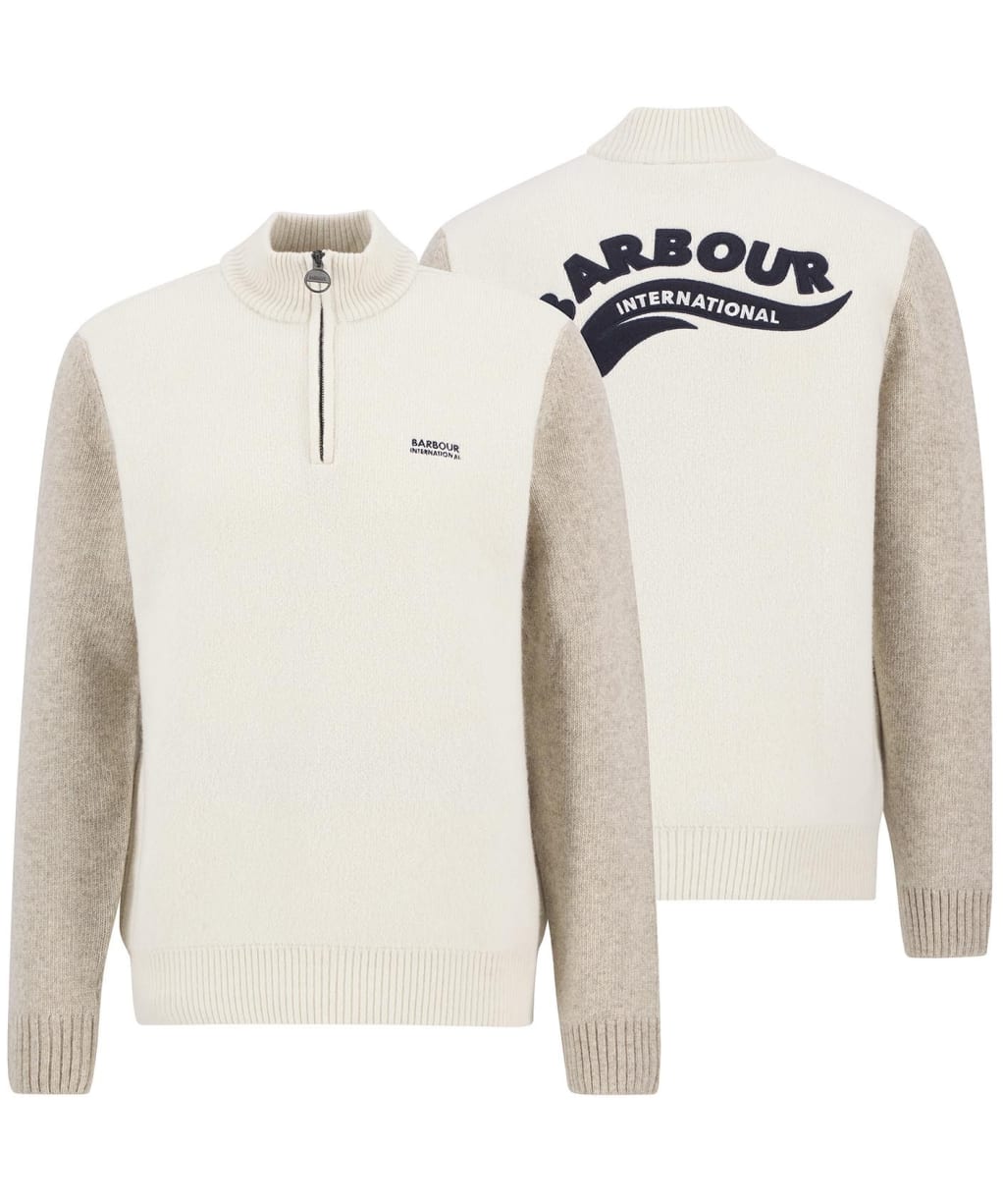 Men's Barbour International Hutchy Half Zip Sweater - Whisper White