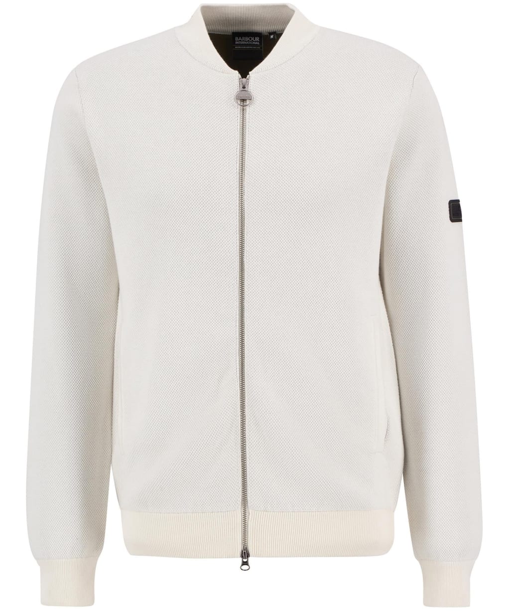 Men's Barbour International Patrick Bomber Zip Through Cardigan - Whisper White