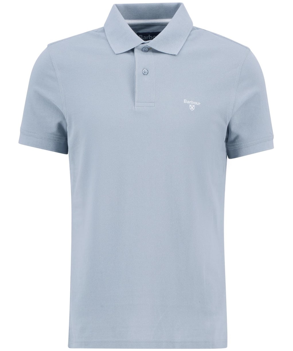 Men's Barbour Lightweight Short Sleeve Sports Cotton Polo Shirt - Mineral Blue