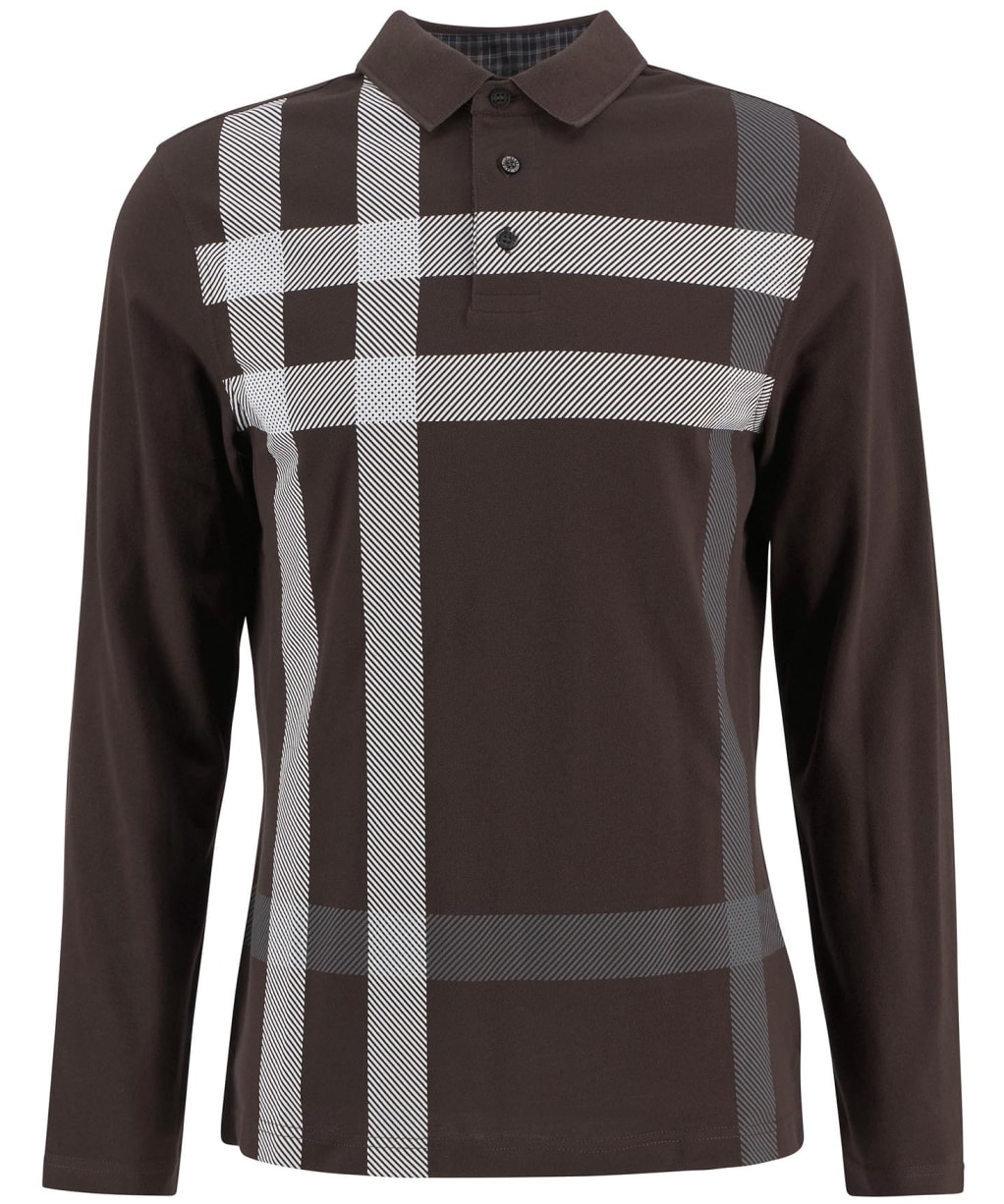 Men's Barbour Blaine Tailored Long Sleeve Polo Shirt - Dark Oak