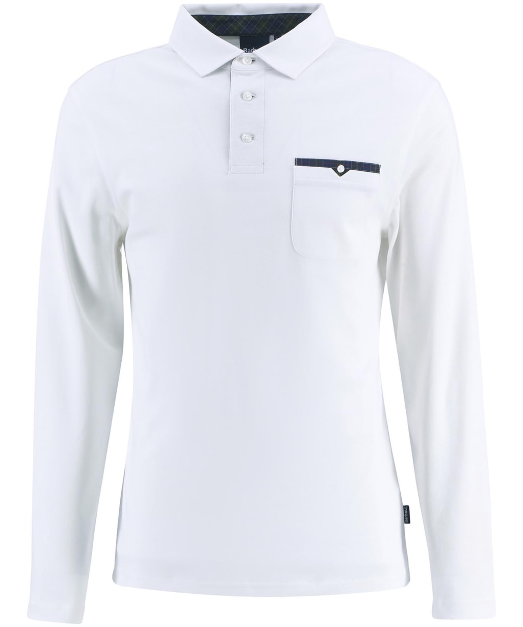 Men's Barbour Premium Corpatch Tailored Long Sleeve Polo Shirt - White