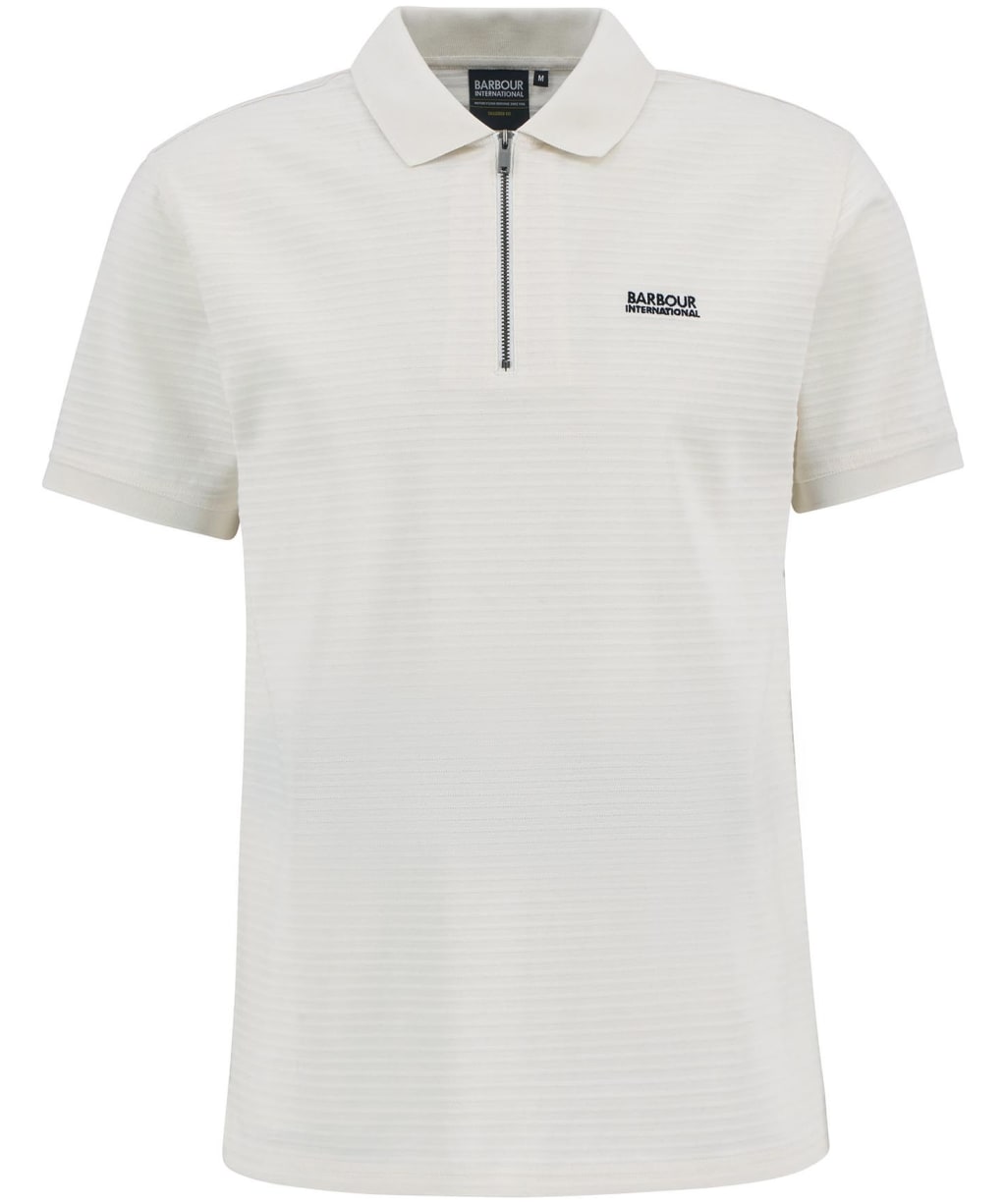 Men's Barbour International Alfred Jacquard Stripe Polo Shirt - Whisper White