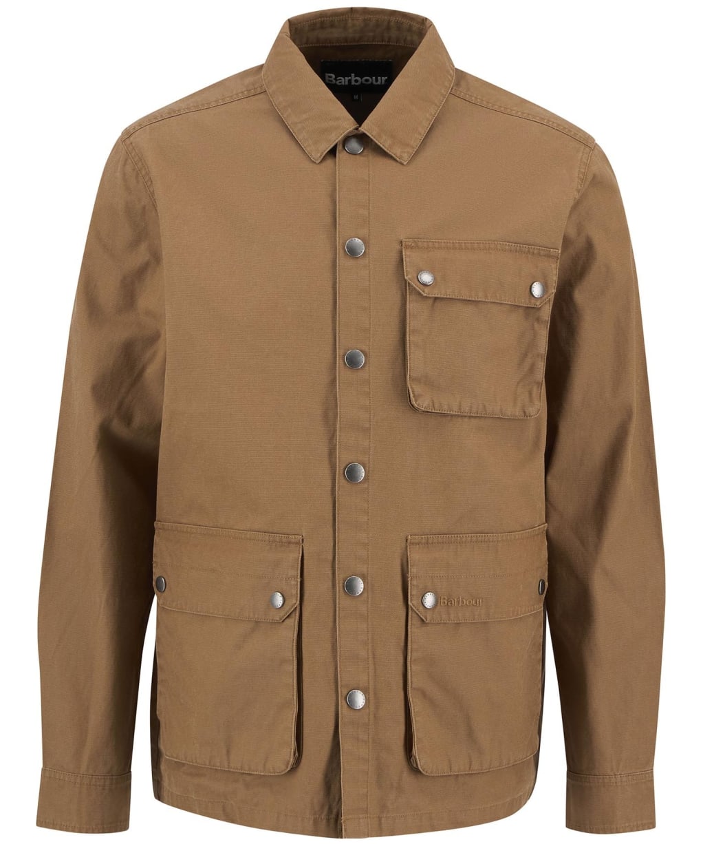 Men's Barbour Kippford Regular Canvas Overshirt - Bronze Brown
