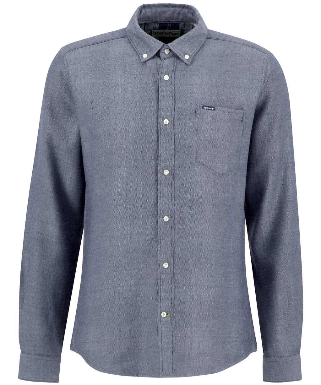 Men's Barbour Buckley Tailored Herringbone Shirt - Dark Navy