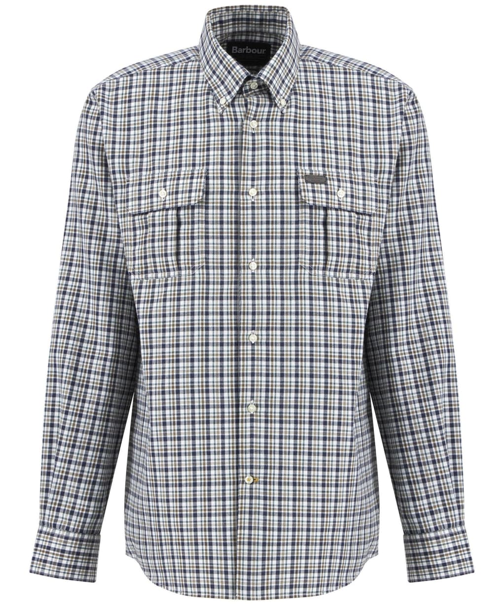 Men's Barbour Panwell Thermo Weave Regular Checked Shirt - Navy