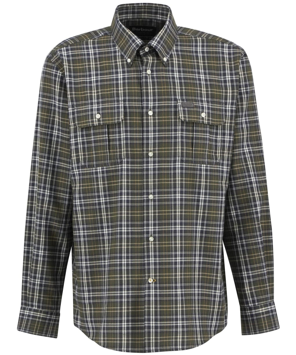 Men's Barbour Saldon Thermo Weave Regular Checked Shirt - Olive