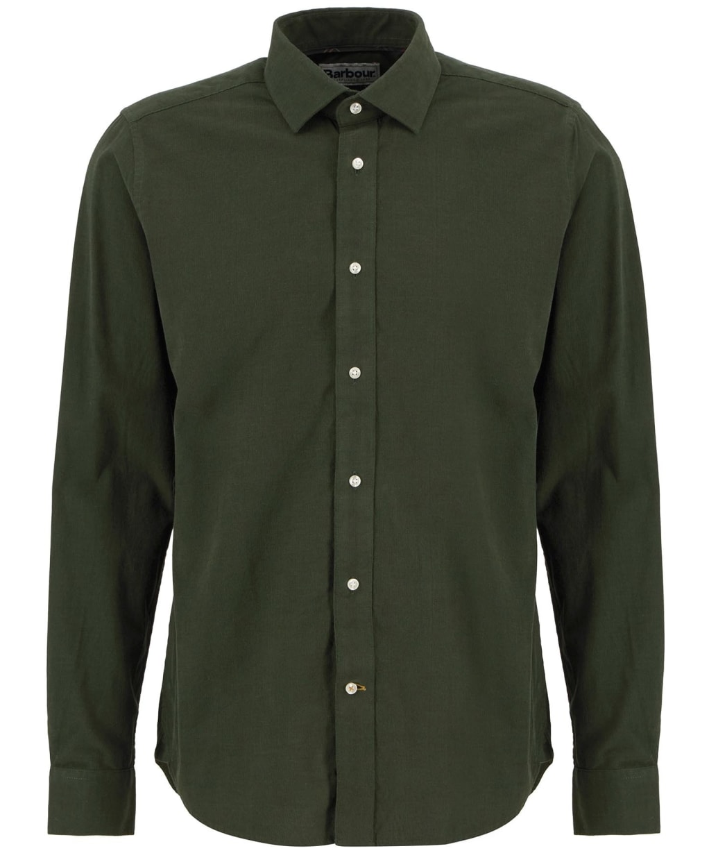 Men's Barbour Runnymede Tailored Micro Cord Shirt - Forest