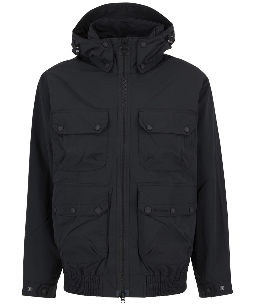 Men's Barbour Re-Engineered Hooded Showerproof Flight Bedale Jacket - Black
