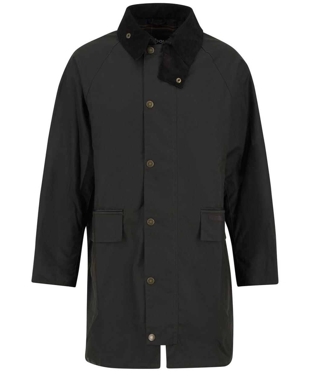 Men's Barbour Country Waxed Mac Jacket - Olive