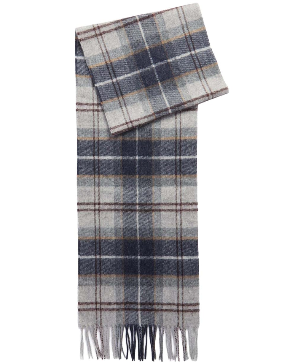 Barbour Tartan Cashmere Wool Mix Scarf - Grey Midnight Tartan