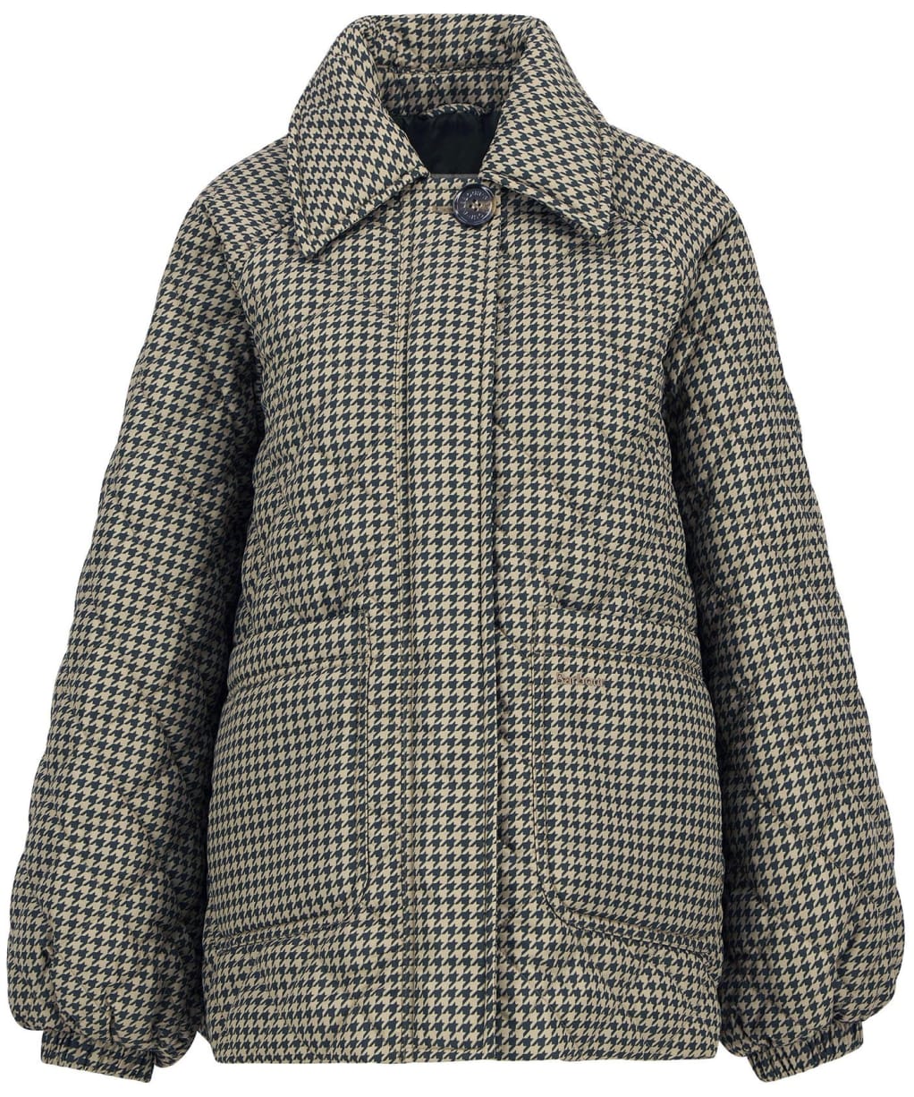 Women's Barbour Laoise Check Quilted Jacket - Sage Houndstooth / Sand Dune