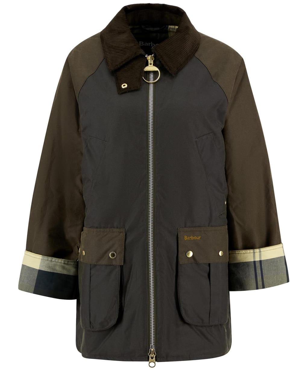 Women's Barbour Kettlewell Waxed Jacket - Archive Olive / Beech / Ancient Tartan