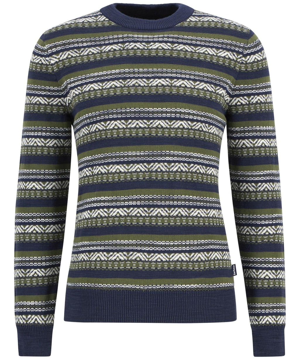 Men's Barbour Topcliffe Fairisle Crew Neck Sweater - Navy