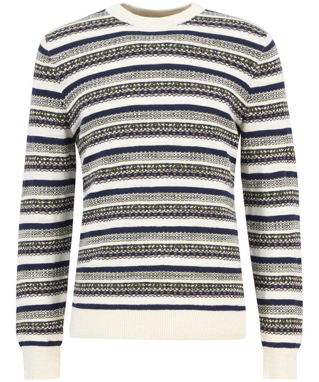 Men's Barbour Topcliffe Fairisle Crew Neck Sweater - Whisper White