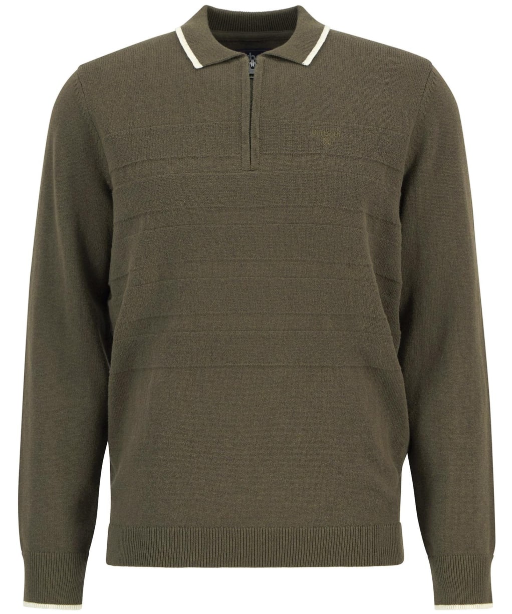 Men's Barbour Fenhill Knitted Polo - Mid Olive
