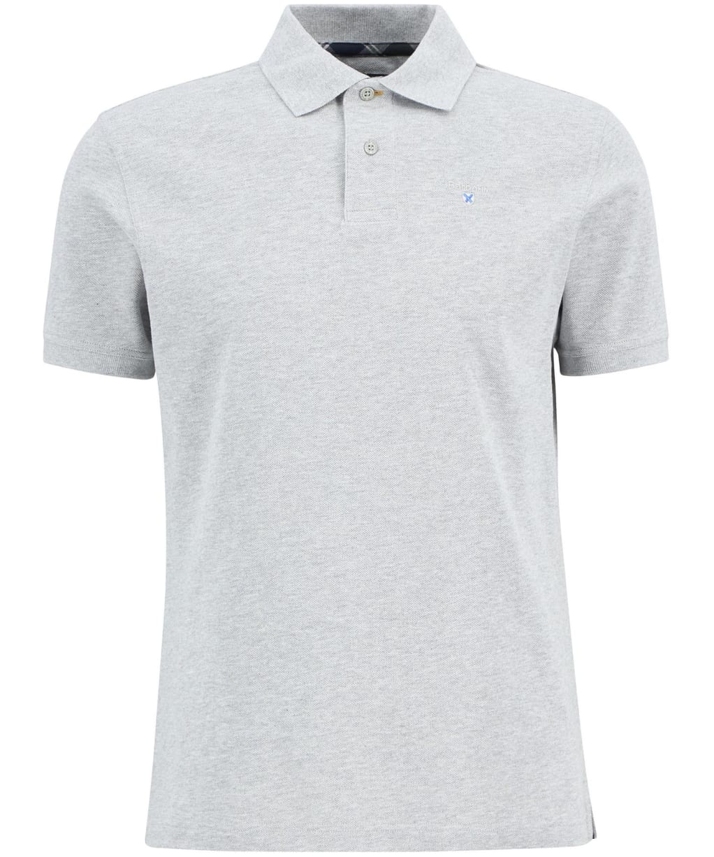 Men's Barbour Tartan Pique Polo Shirt - Light Grey Marl / Onyx Tartan