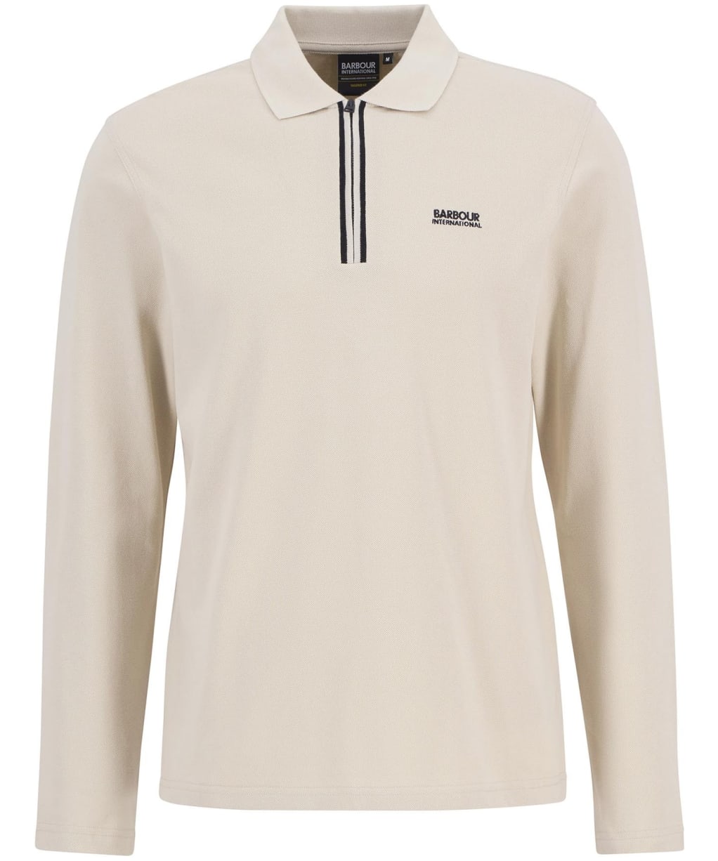 Men's Barbour International Marshall Long Sleeve Zipped Polo Shirt - Mist