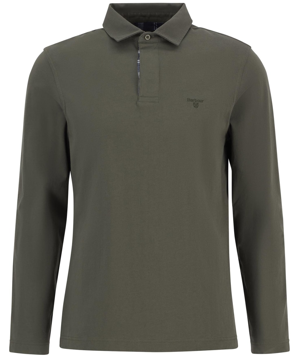 Men's Barbour Margrove Long Sleeved Tailored Polo Shirt - Mid Olive