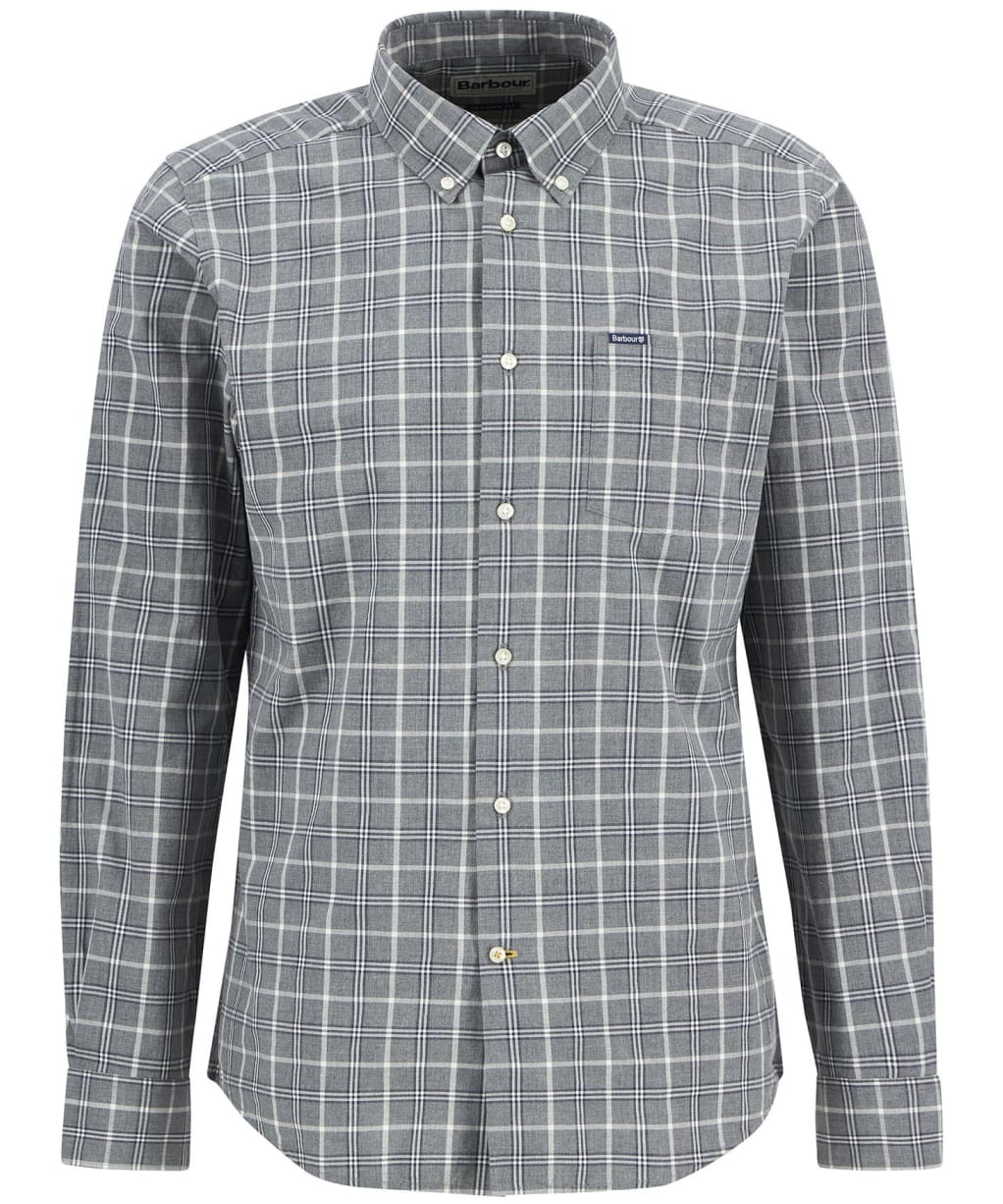 Men's Barbour Bramham Checked Long Sleeved Tailored Shirt - Grey Marl