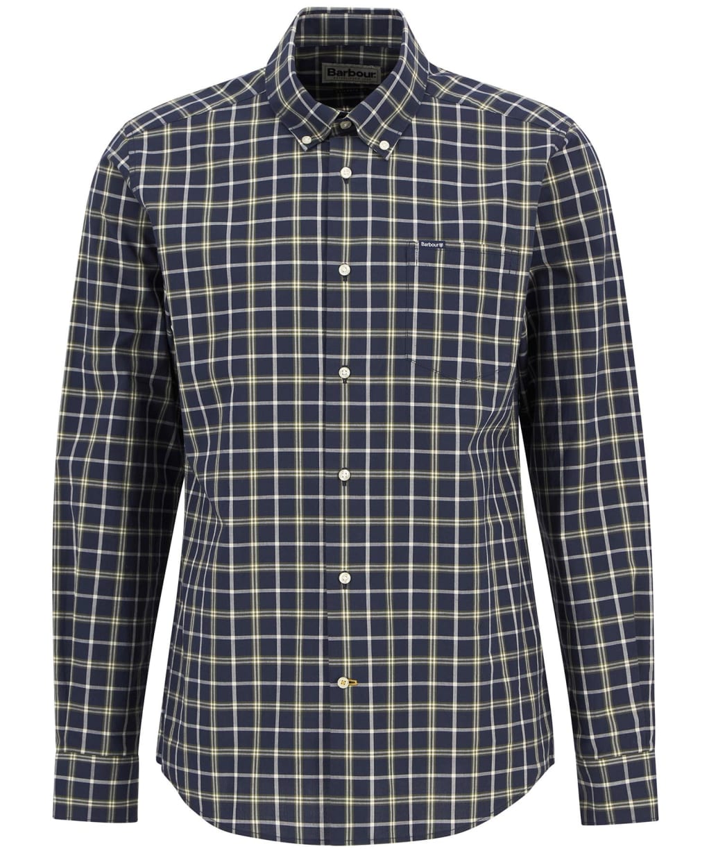 Men's Barbour Bramham Checked Long Sleeved Tailored Shirt - Navy