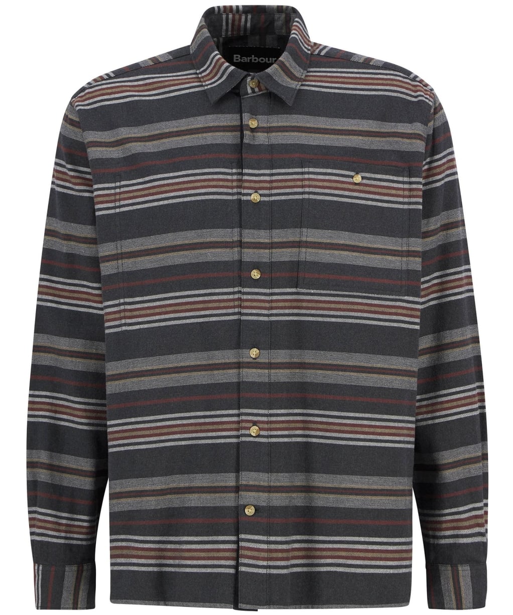 Men's Barbour Bowscale Striped Long Sleeved Relaxed Shirt - Charcoal Marl