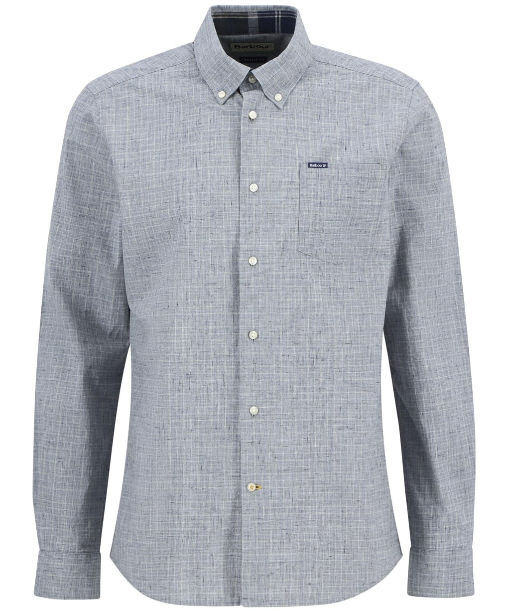 Men's Barbour Wester Slub Long Sleeved Tailored Shirt - Chambray