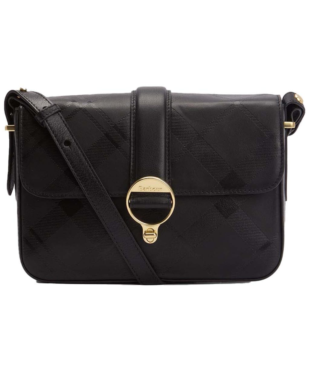 Women's Barbour Rosa Deboss Leather Crossbody Bag - Black Deboss Tartan
