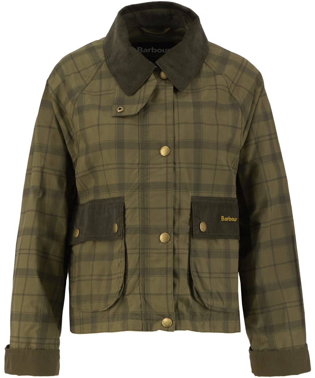 Women's Barbour Tartan Cropped Beadnell Casual Jacket - Dusky Green Tartan
