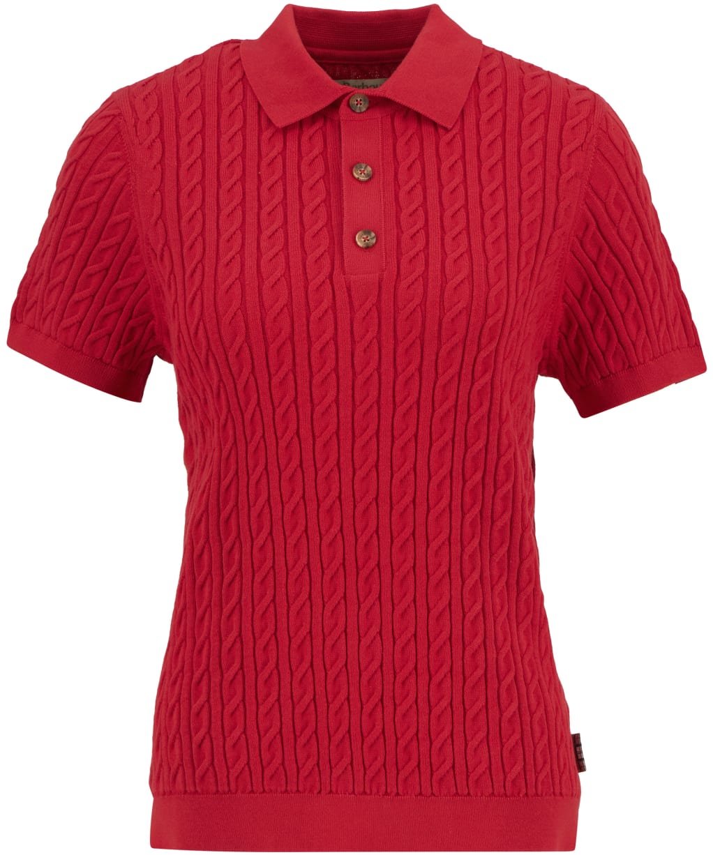 Women's Barbour Hartland Knitted Polo Jumper - Poppy Red