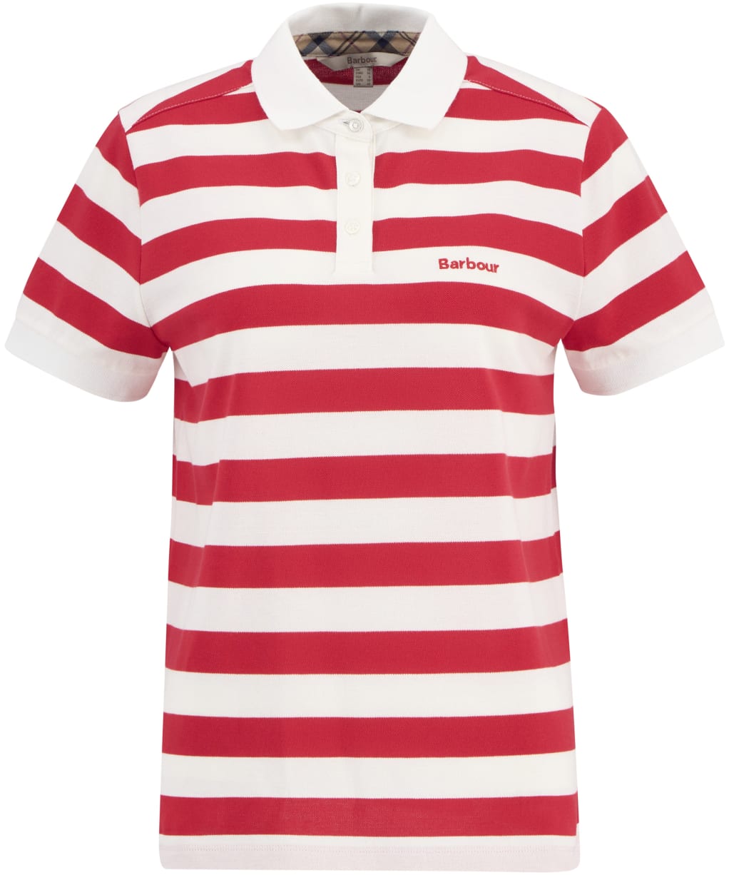Women's Barbour Ashbourne Stripe Polo Top - Poppy Red Stripe