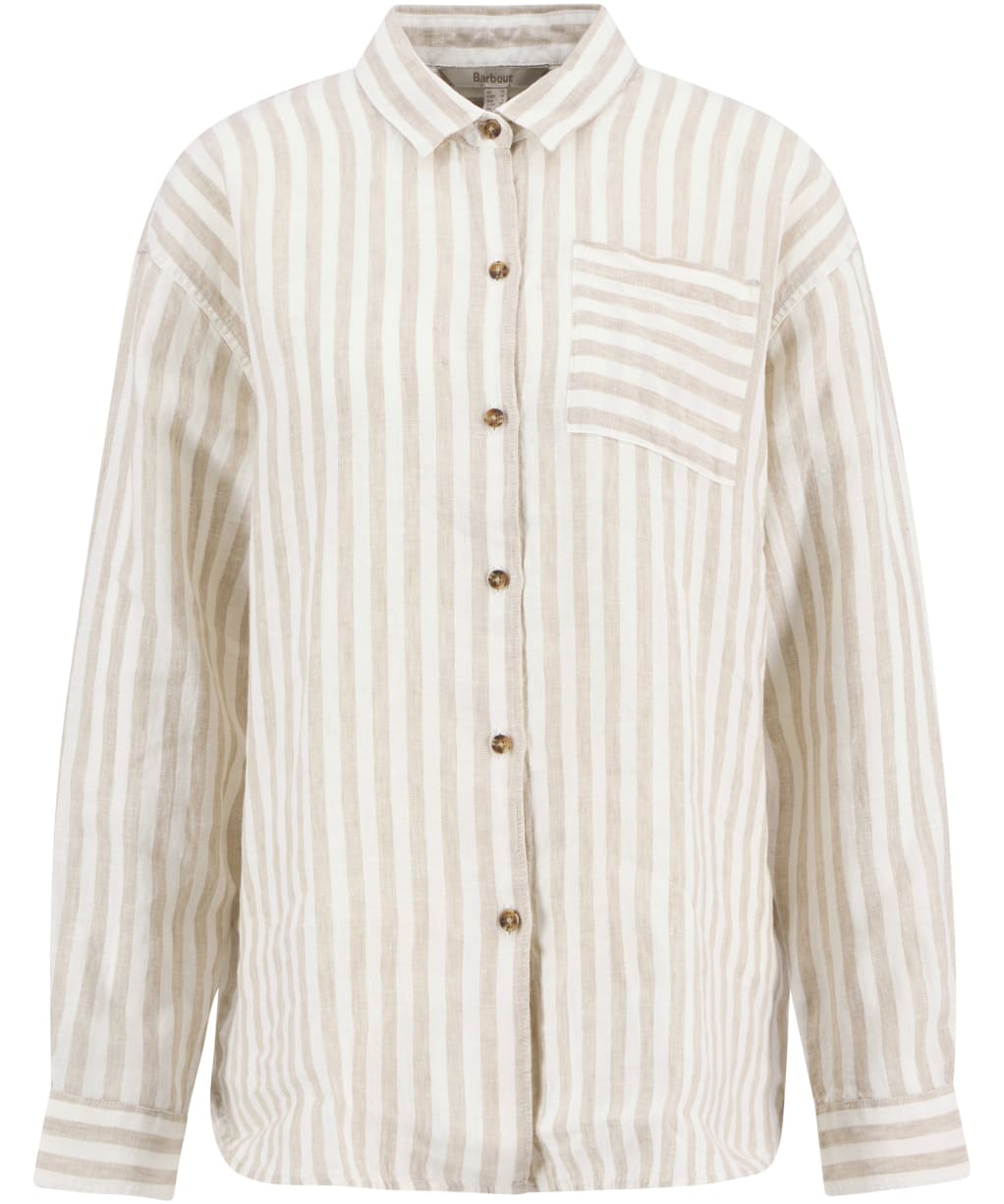 Women's Barbour Annie Long Sleeve Linen Shirt - Light Sand Stripe