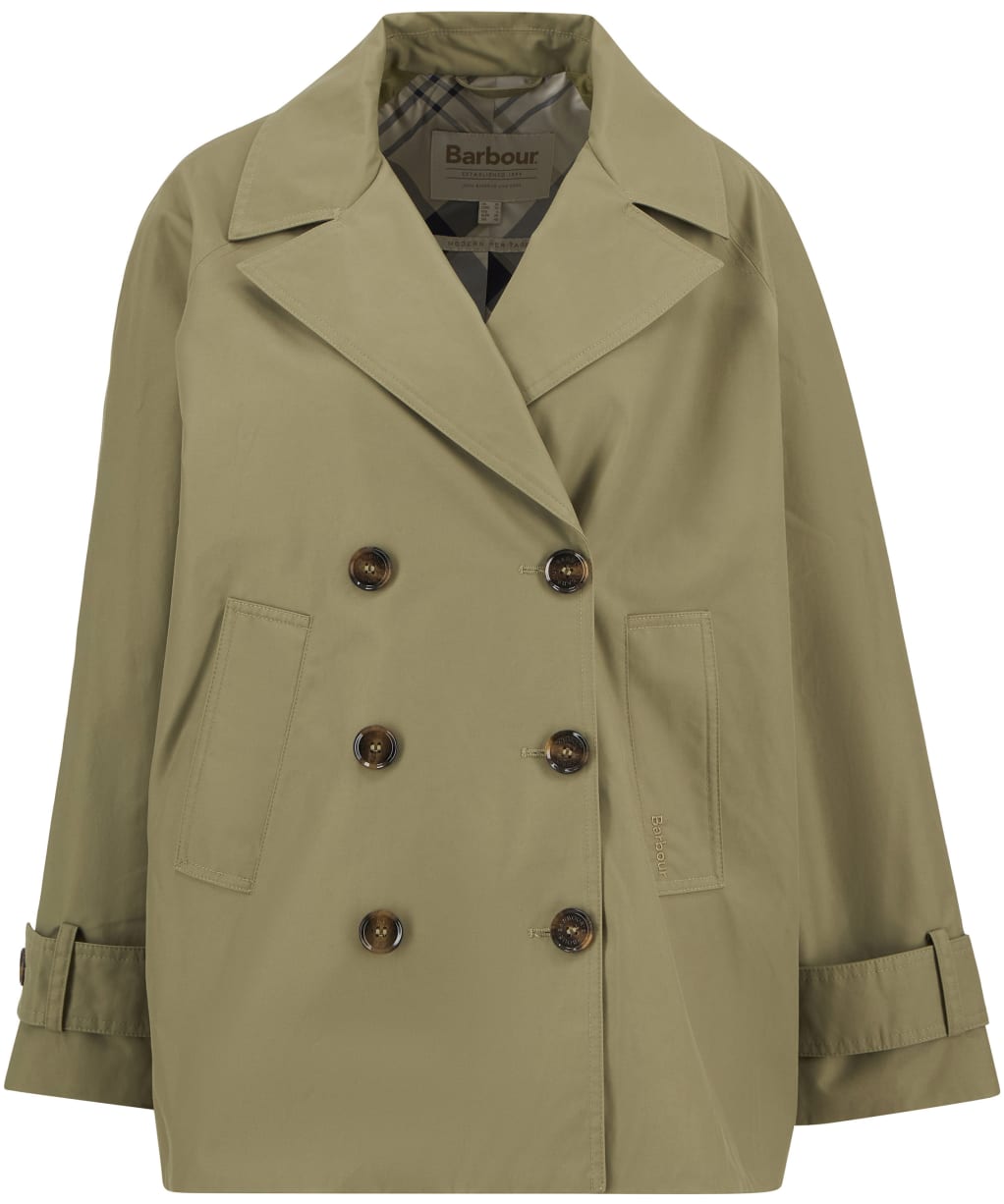 Women's Barbour Maisy Showerproof Jacket - Bleached Olive / Dress Navy Tartan