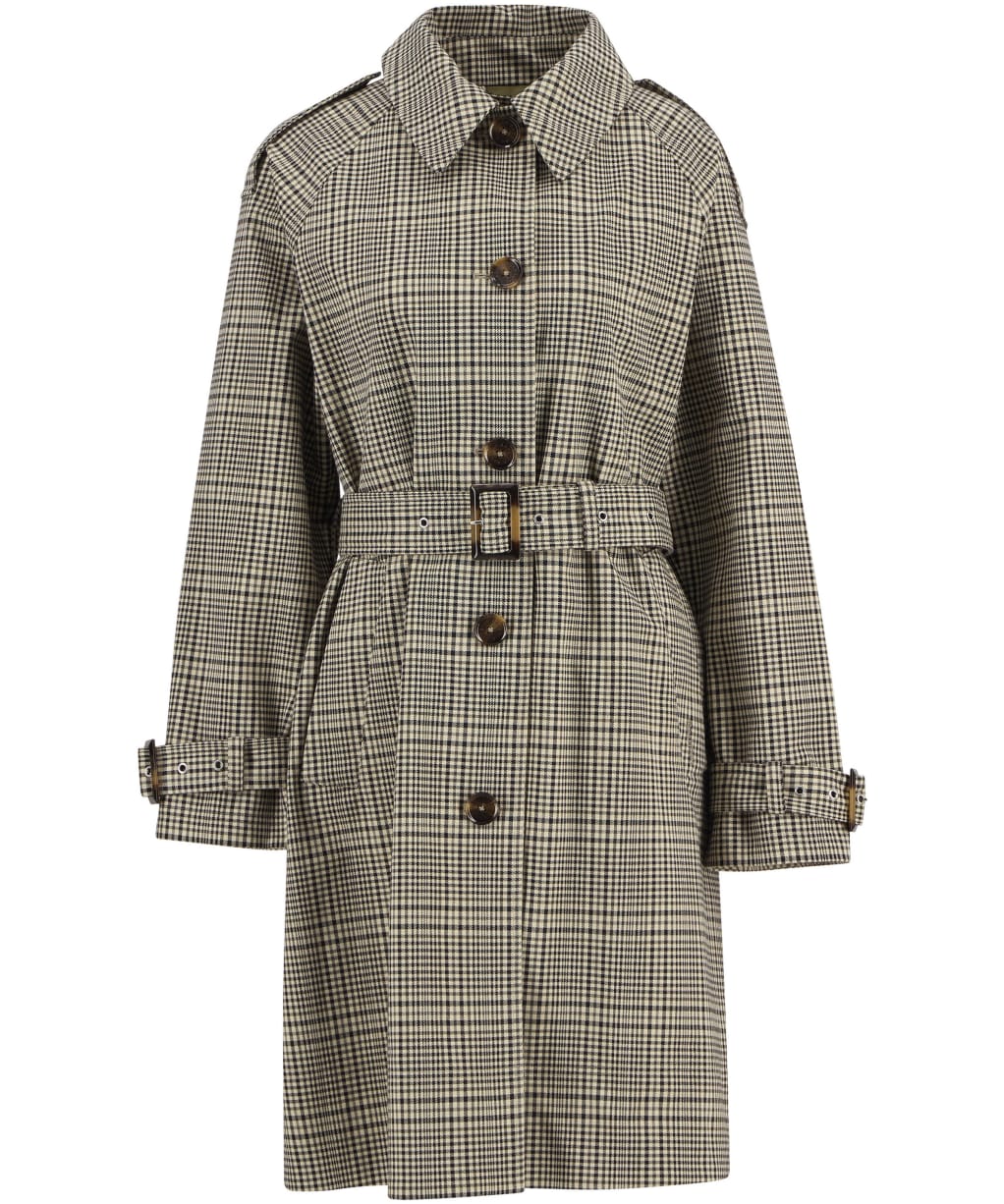 Women's Barbour Maia Check Showerproof Trench - Olive Prince Of Wales Check