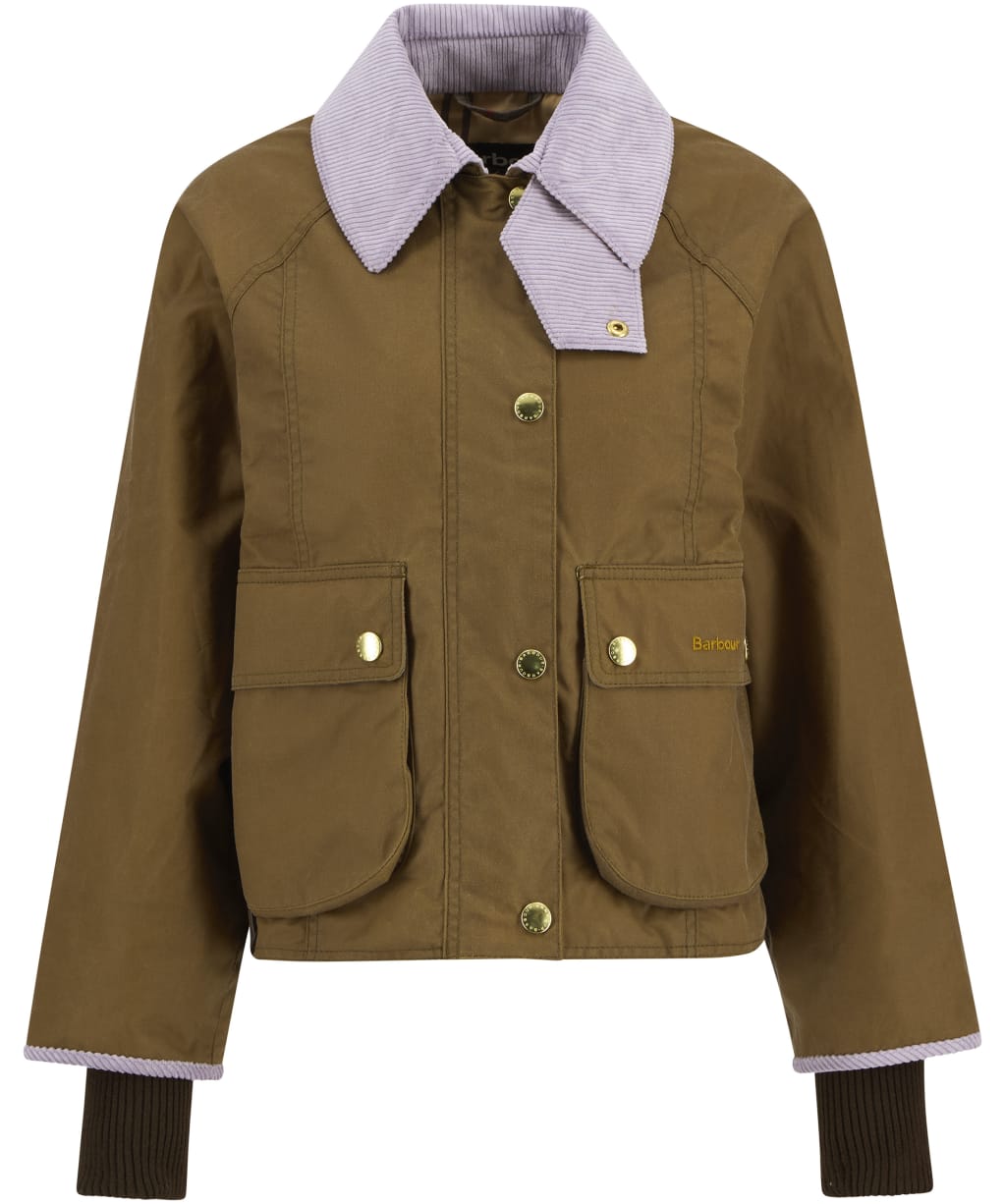 Women's Barbour Cropped Beadnell Waxed Jacket - Sand / Dress Tartan