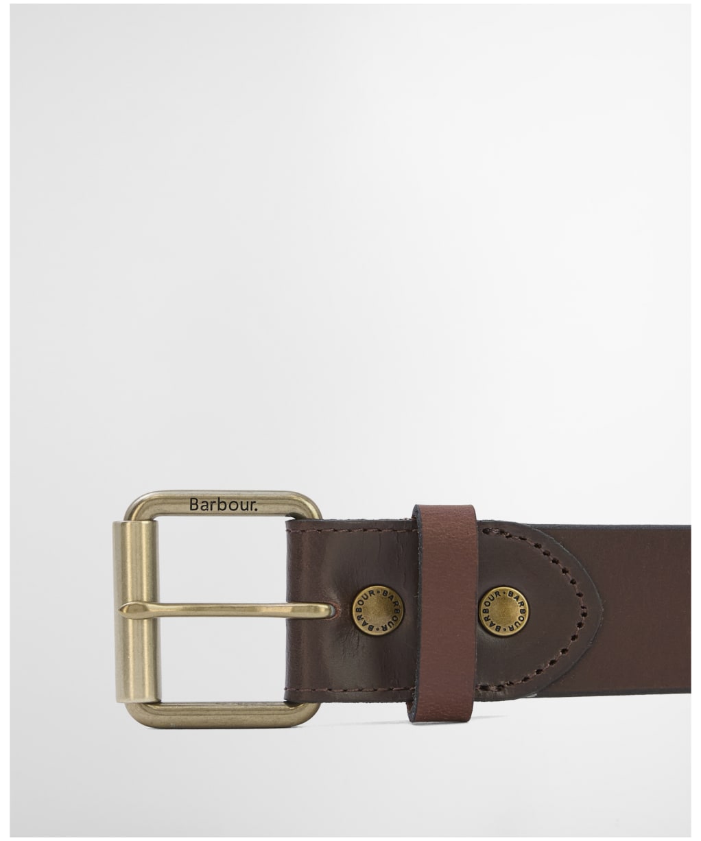 Men’s Barbour Contrast Leather Belt - Olive Brown / Brown