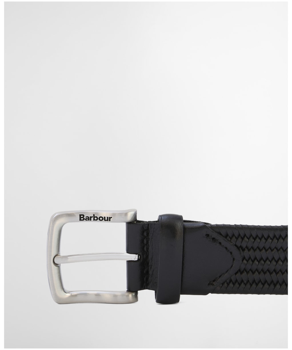Men's Barbour Stretch Leather Belt - Black