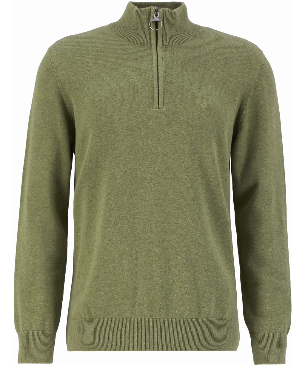 Men’s Barbour Cotton Half Zip Sweater - Laurel Green