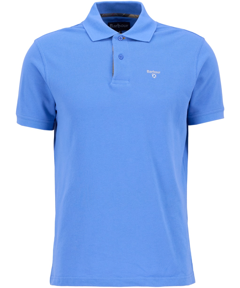 Men's Barbour Tartan Pique Polo Shirt - Delft Blue