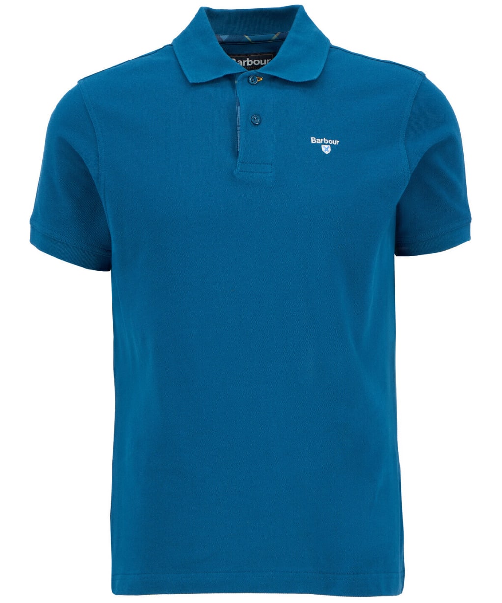Men's Barbour Tartan Pique Polo Shirt - Lyons Blue