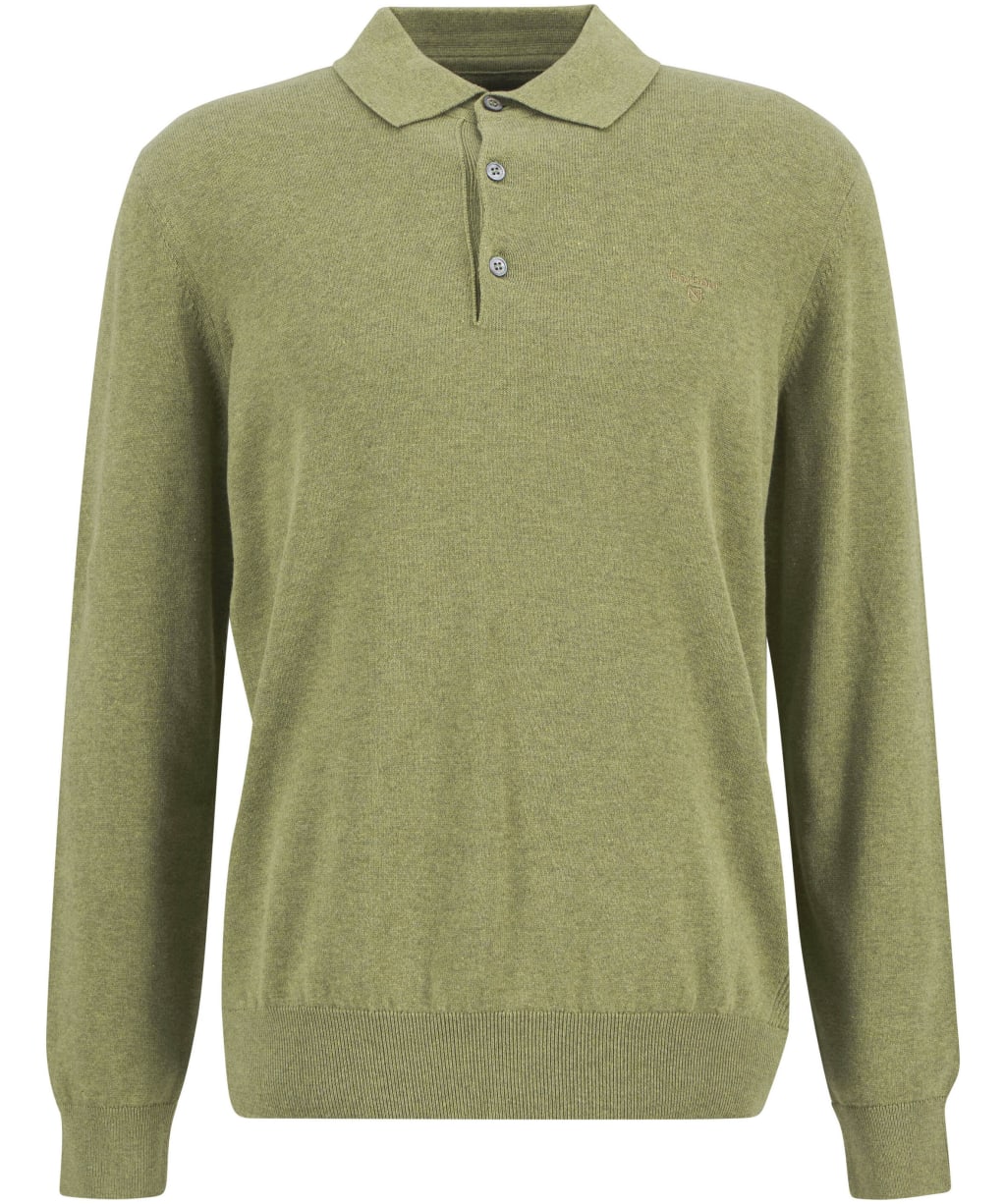 Men's Barbour Pima Cotton Knitted Polo Shirt - Laurel Green