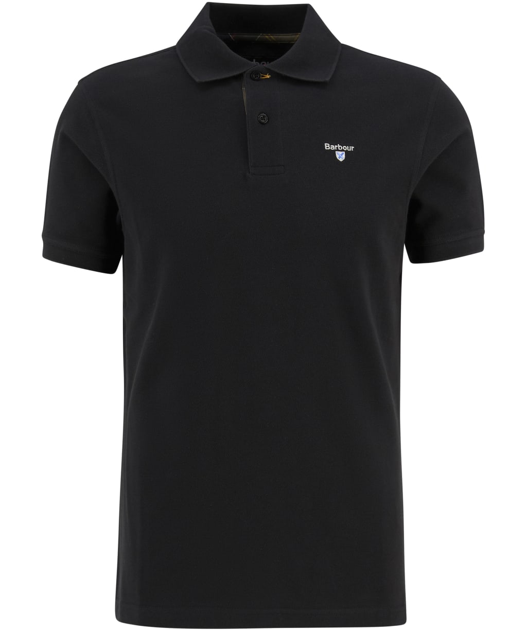 Men's Barbour Tartan Pique Polo Shirt - Black / Classic Tartan