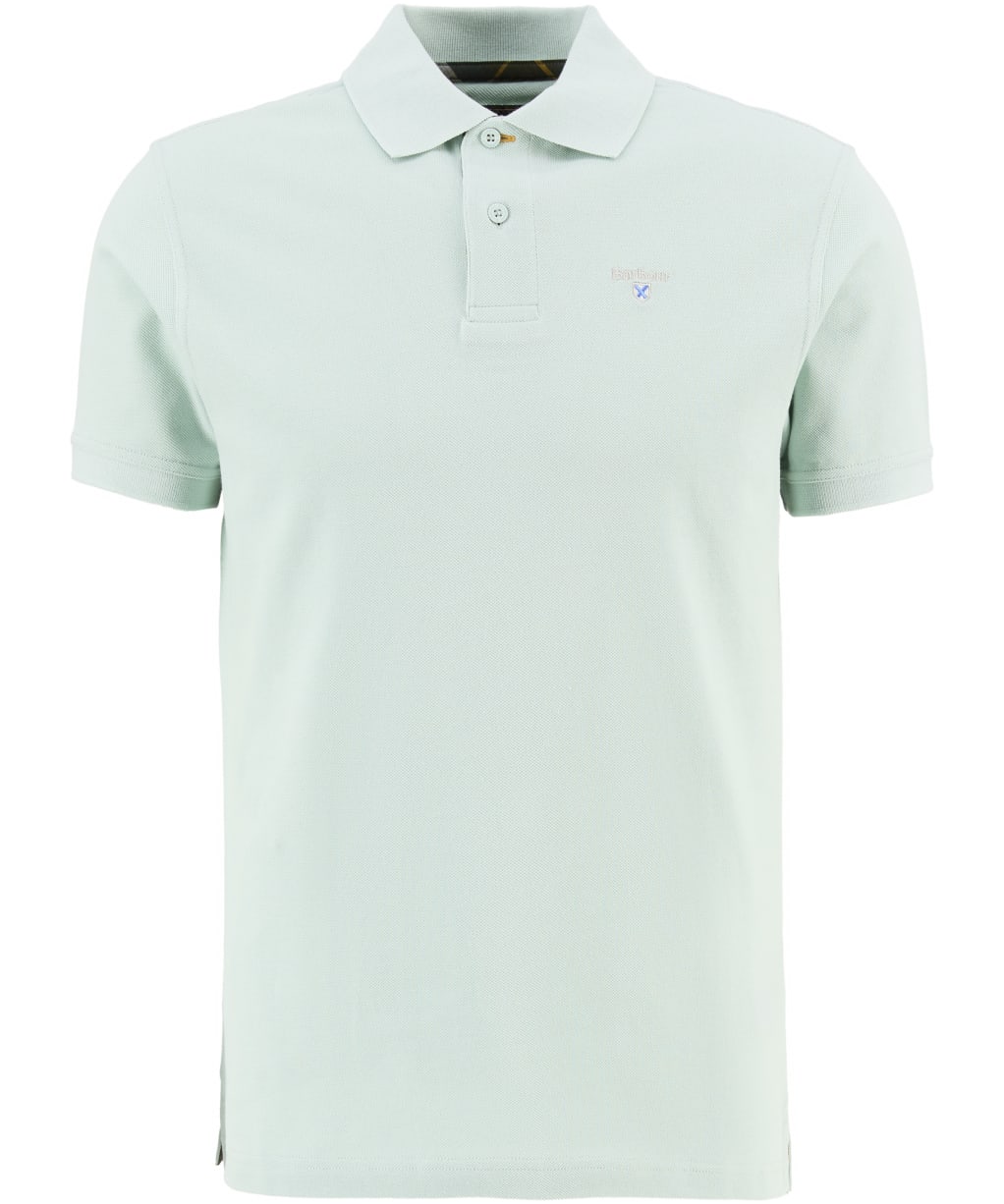 Men's Barbour Tartan Pique Polo Shirt - Mint Blue