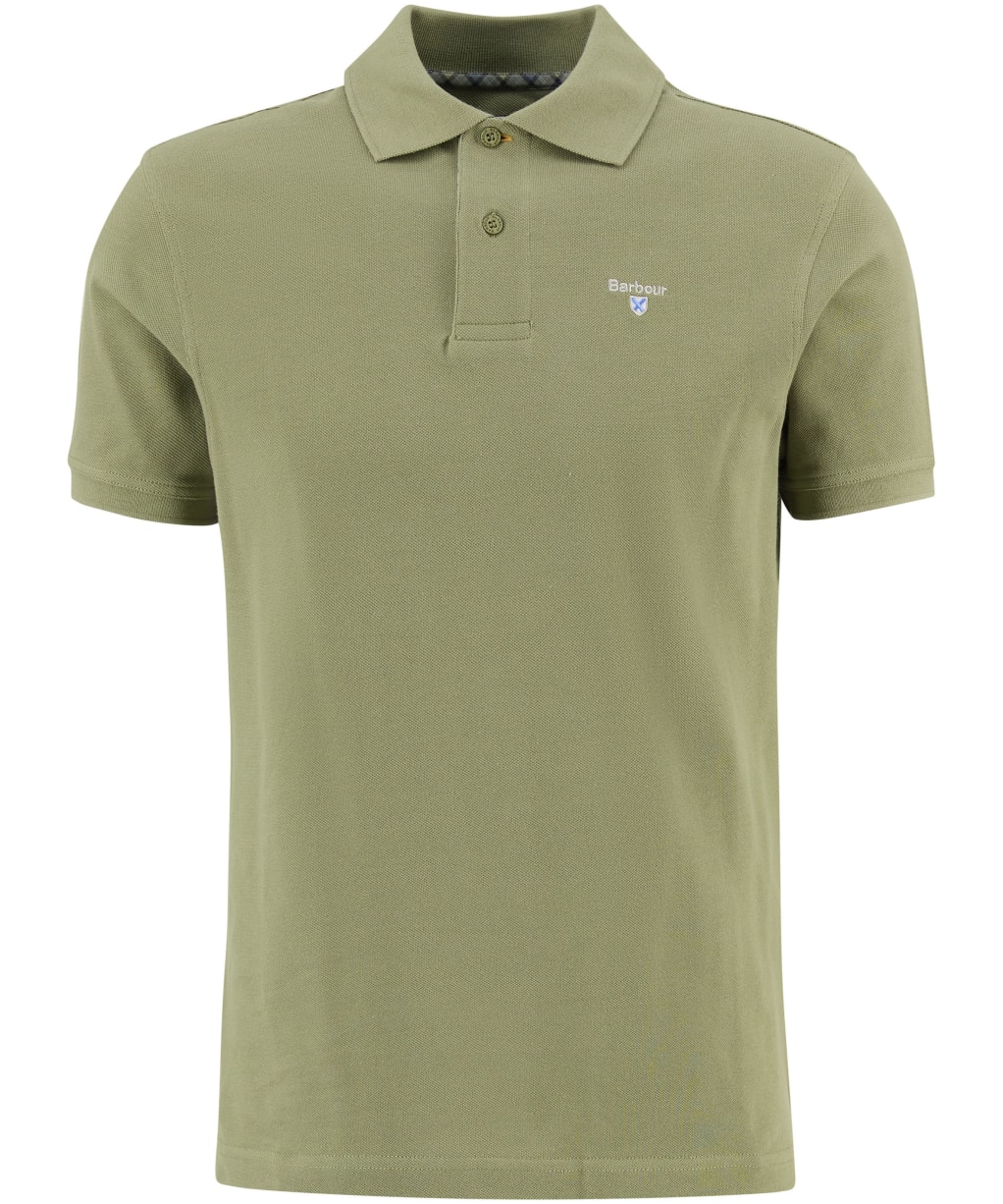 Men's Barbour Tartan Pique Polo Shirt - Laurel Green
