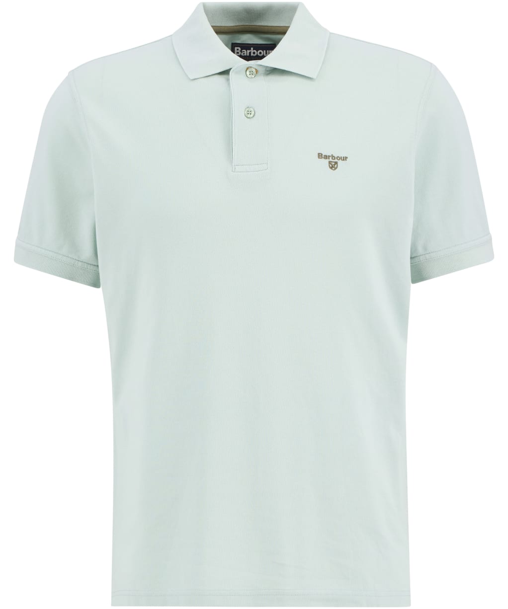 Men's Barbour Lightweight Short Sleeve Sports Cotton Polo Shirt - Mint Blue
