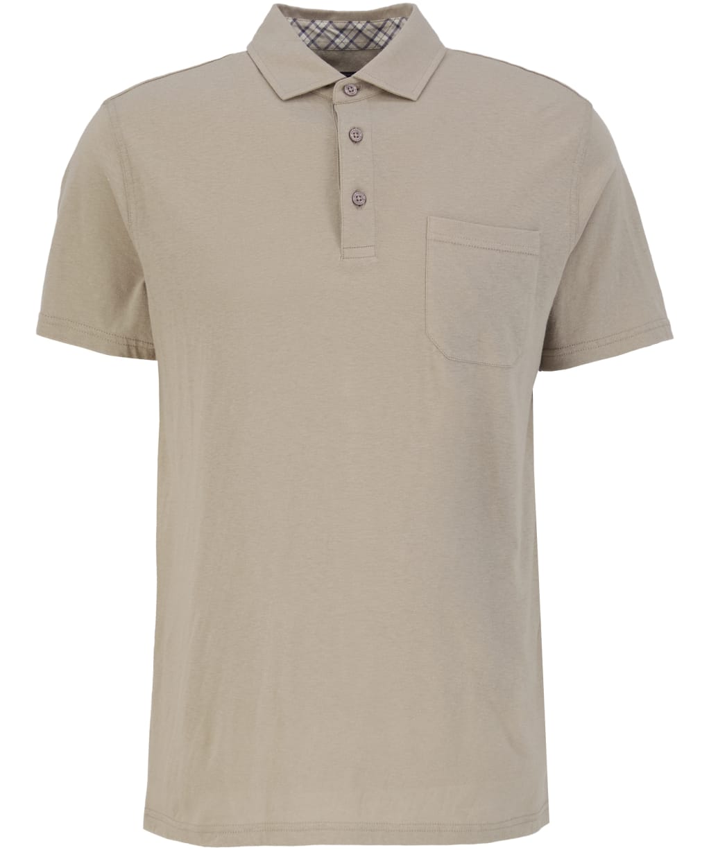 Men's Barbour Steventon Linen Blend Tailored Fit Polo Shirt - Concrete