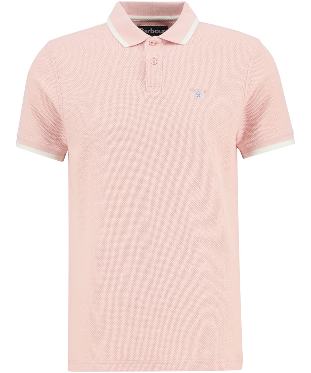 Men's Barbour Ferriby Tailored Textured Polo Shirt - Silver Pink